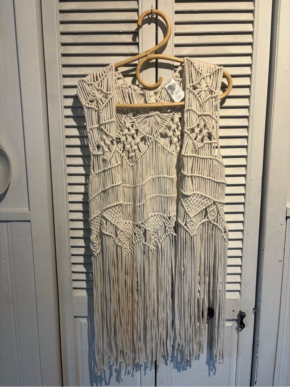 H&M Coachella Cream Macramé Fringe Vest